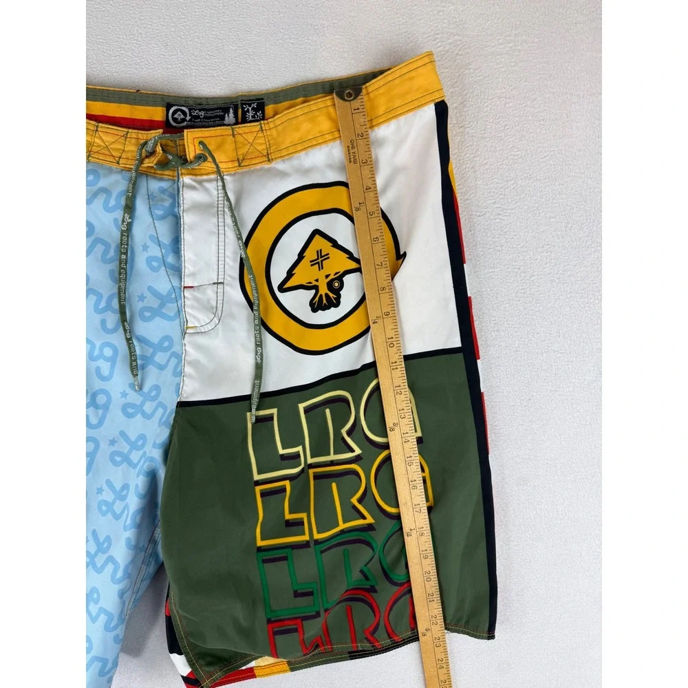 LRG Board Shorts Mens 38 Multicolor Colorblock Logo Print Streetwear Swim Trunks